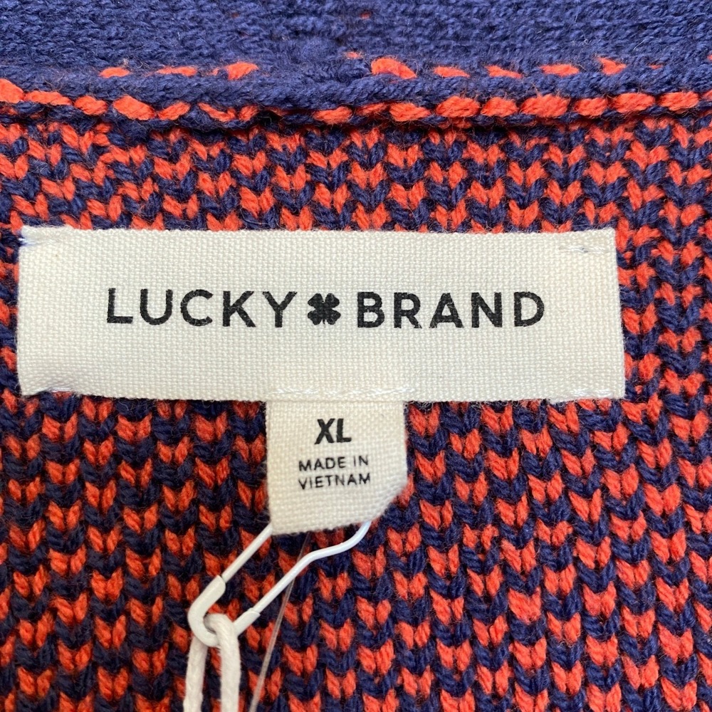 Lucky Brand Southwestern Geometric Open Front Cardigan Sweater Women XL Navy NWT - Picture 5 of 9